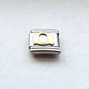 Raised gold metal letter Q 9mm stainless steel italian charm bracelet link new
